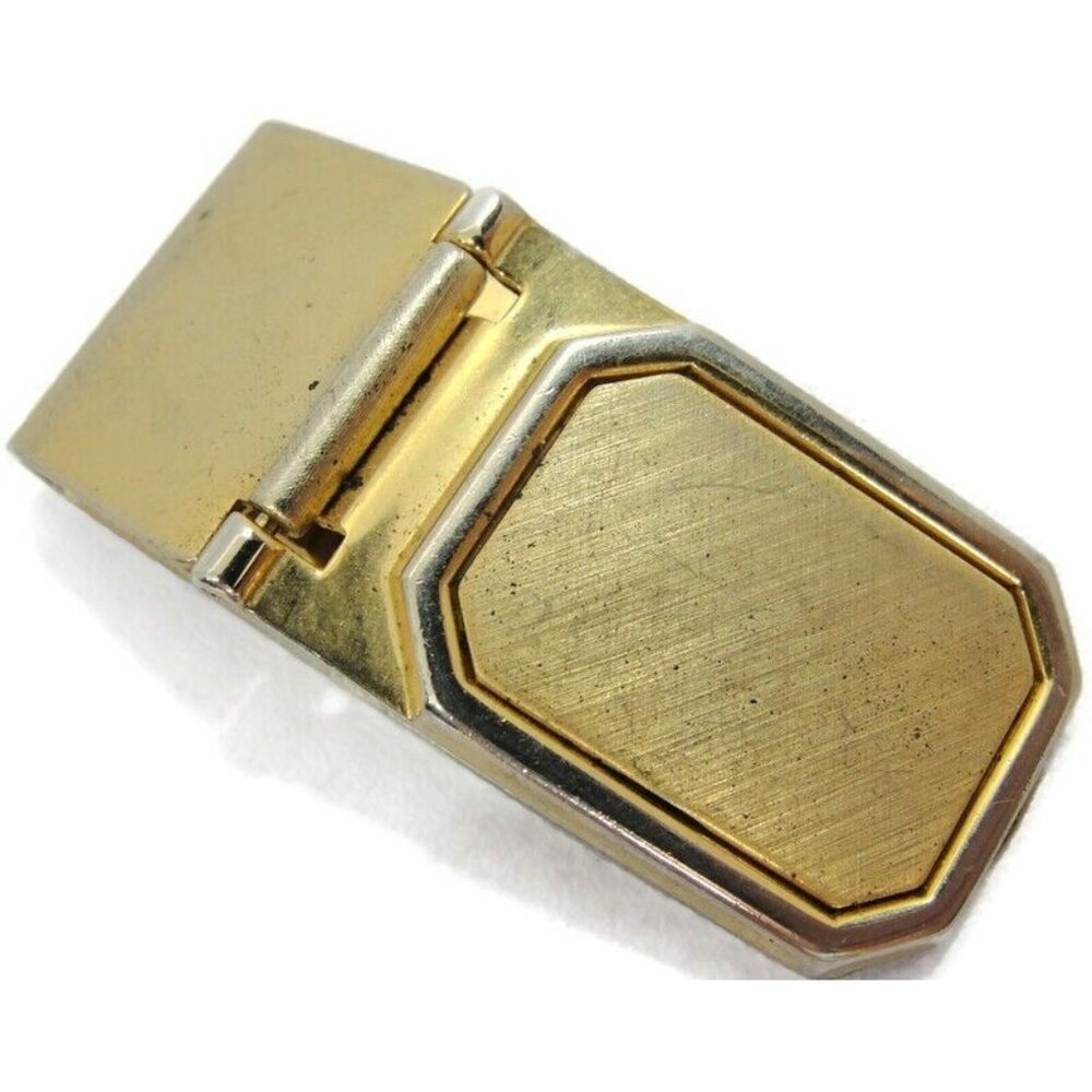 Vintage Brushed Gold Tone Money Clip Men Wallet ID Credit Card Holder